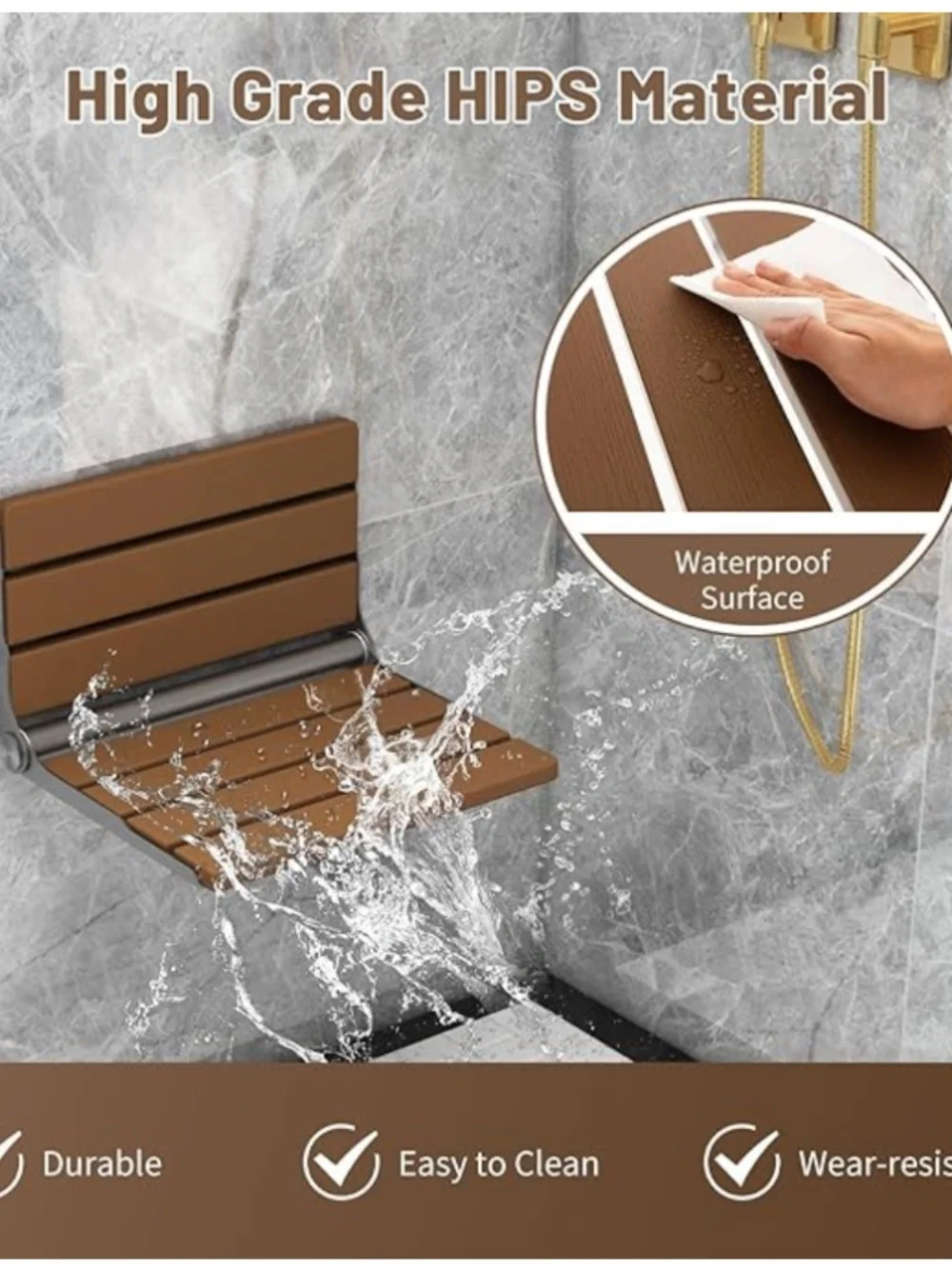 Giantex Folding Shower Seat Wall Mounted, Home Care Foldable Shower Stool
